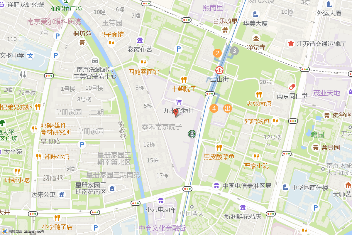 南京万象天地在高德地图中的位置