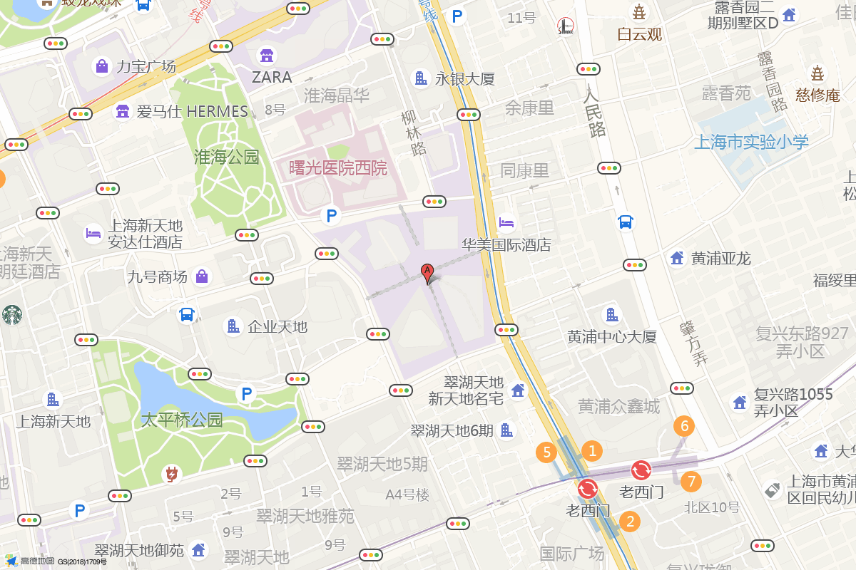 上海新天地东台里在高德地图中的位置