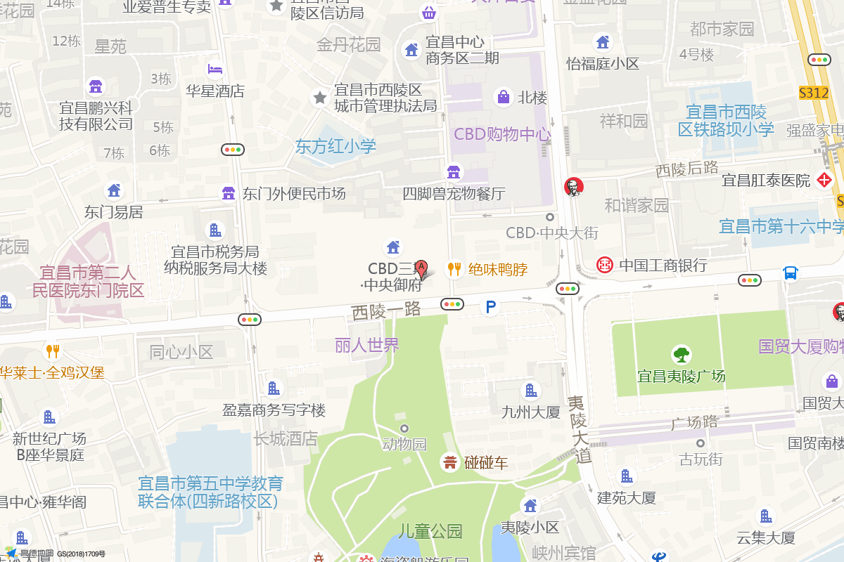 宜昌龙湖天街在高德地图中的位置