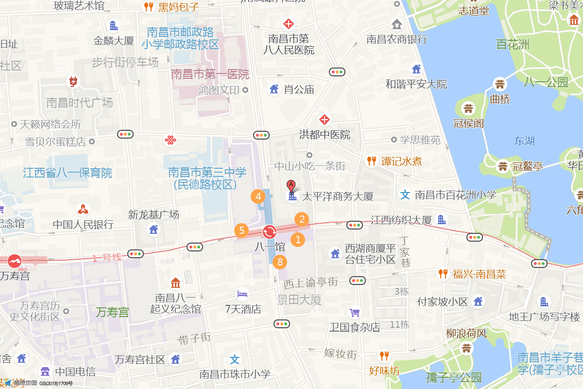 南昌中山路百盛A馆在高德地图中的位置