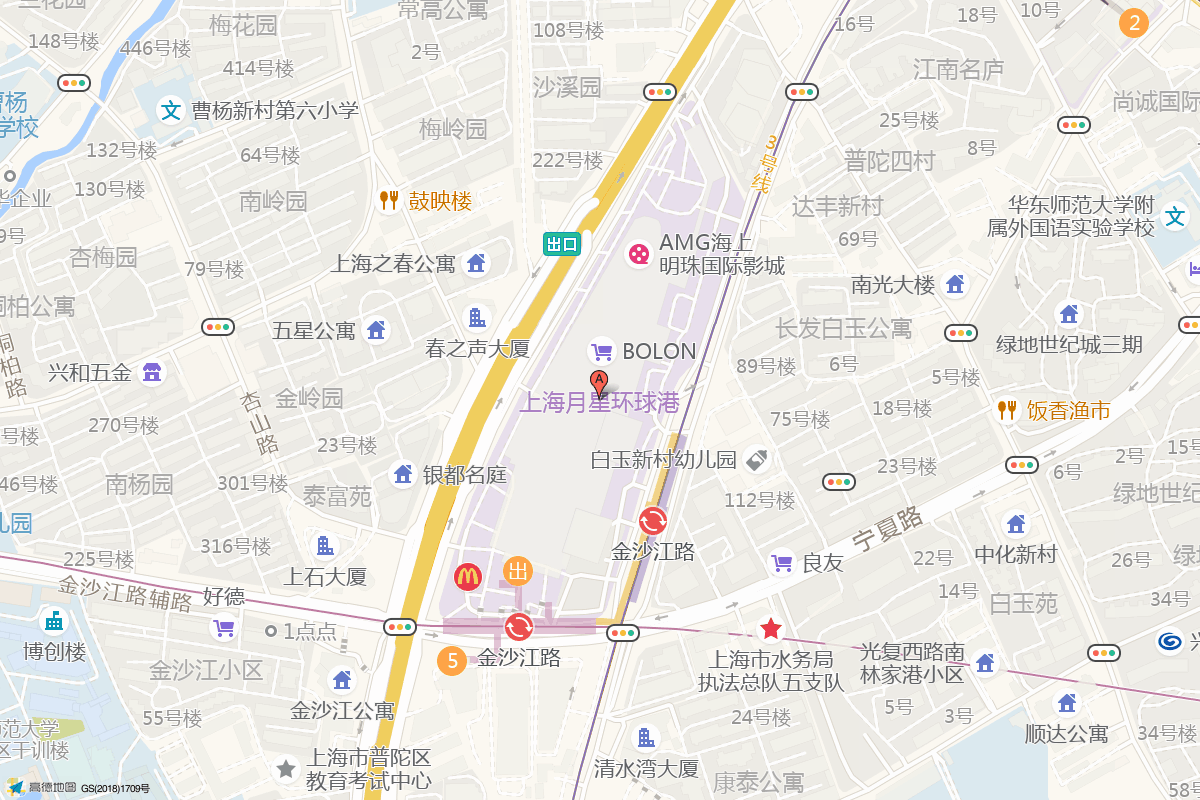 上海环球港在高德地图中的位置