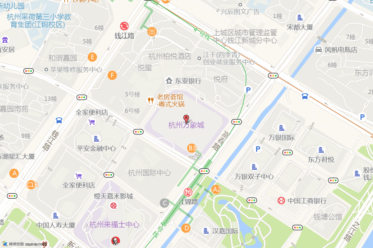 杭州万象城在高德地图中的位置