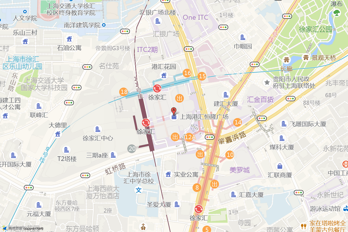港汇恒隆广场在高德地图中的位置