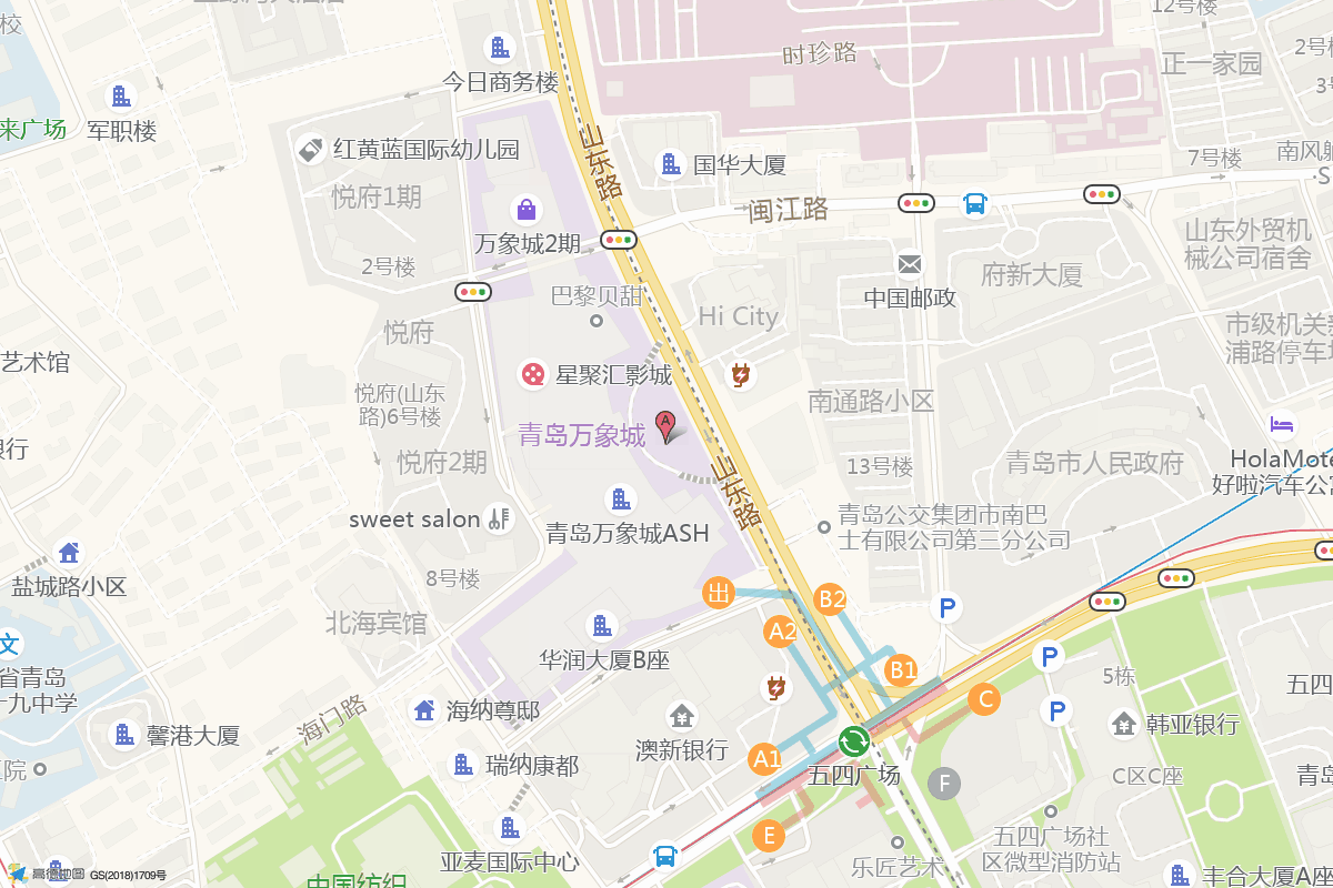 青岛方所书店在高德地图中的位置