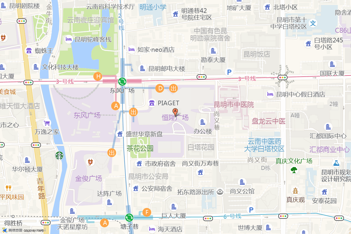 昆明恒隆广场在高德地图中的位置