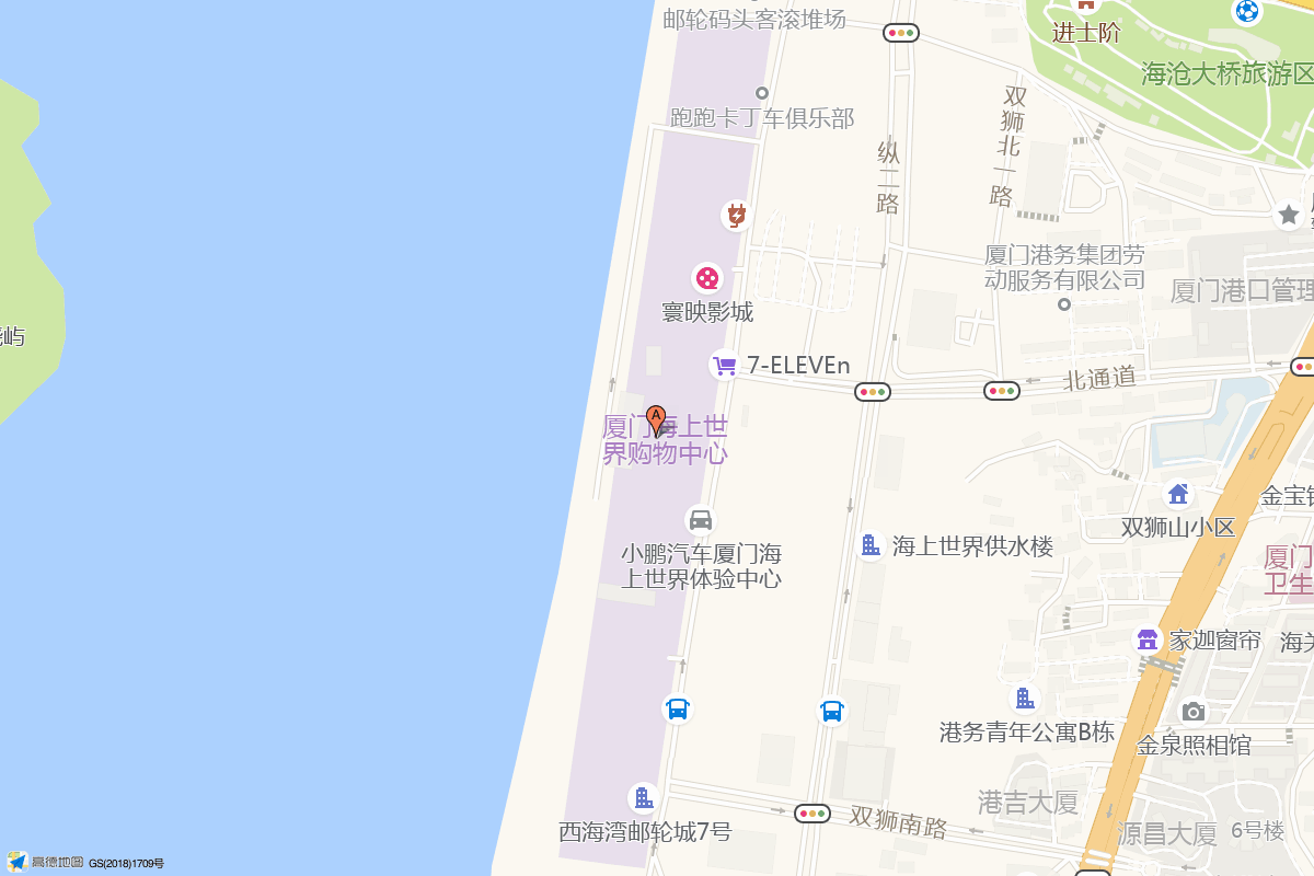 厦门海上世界在高德地图中的位置