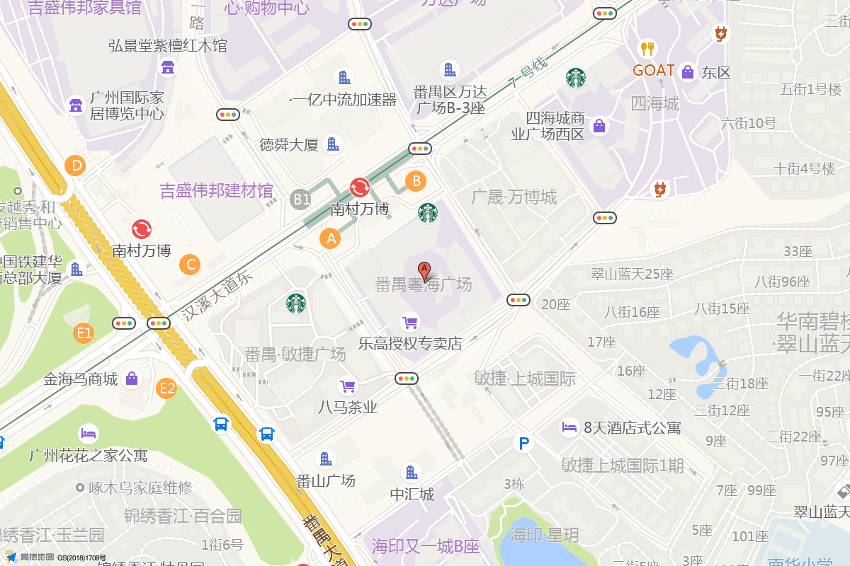 番禺天河城在高德地图中的位置