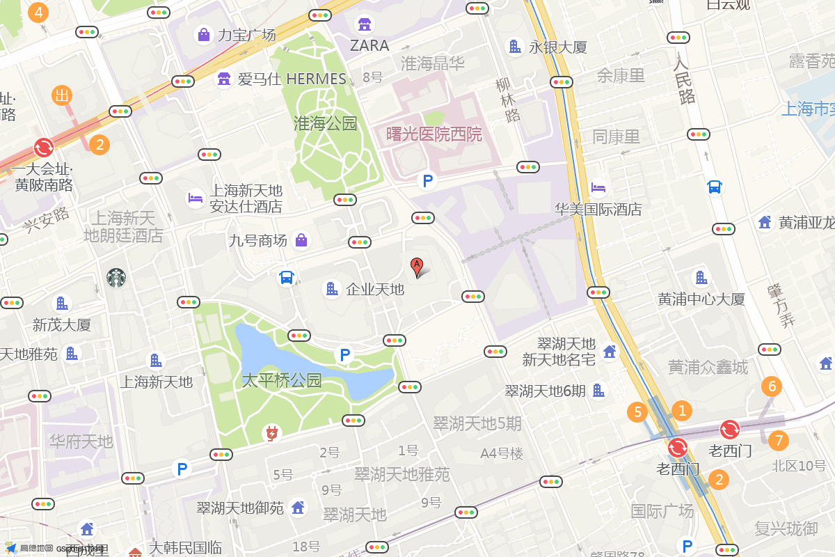 上海企业天地5号在高德地图中的位置