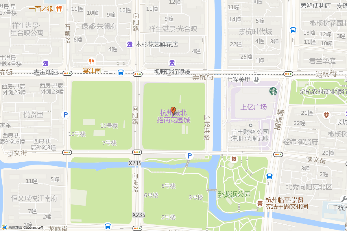 杭州城北招商花园城在高德地图中的位置