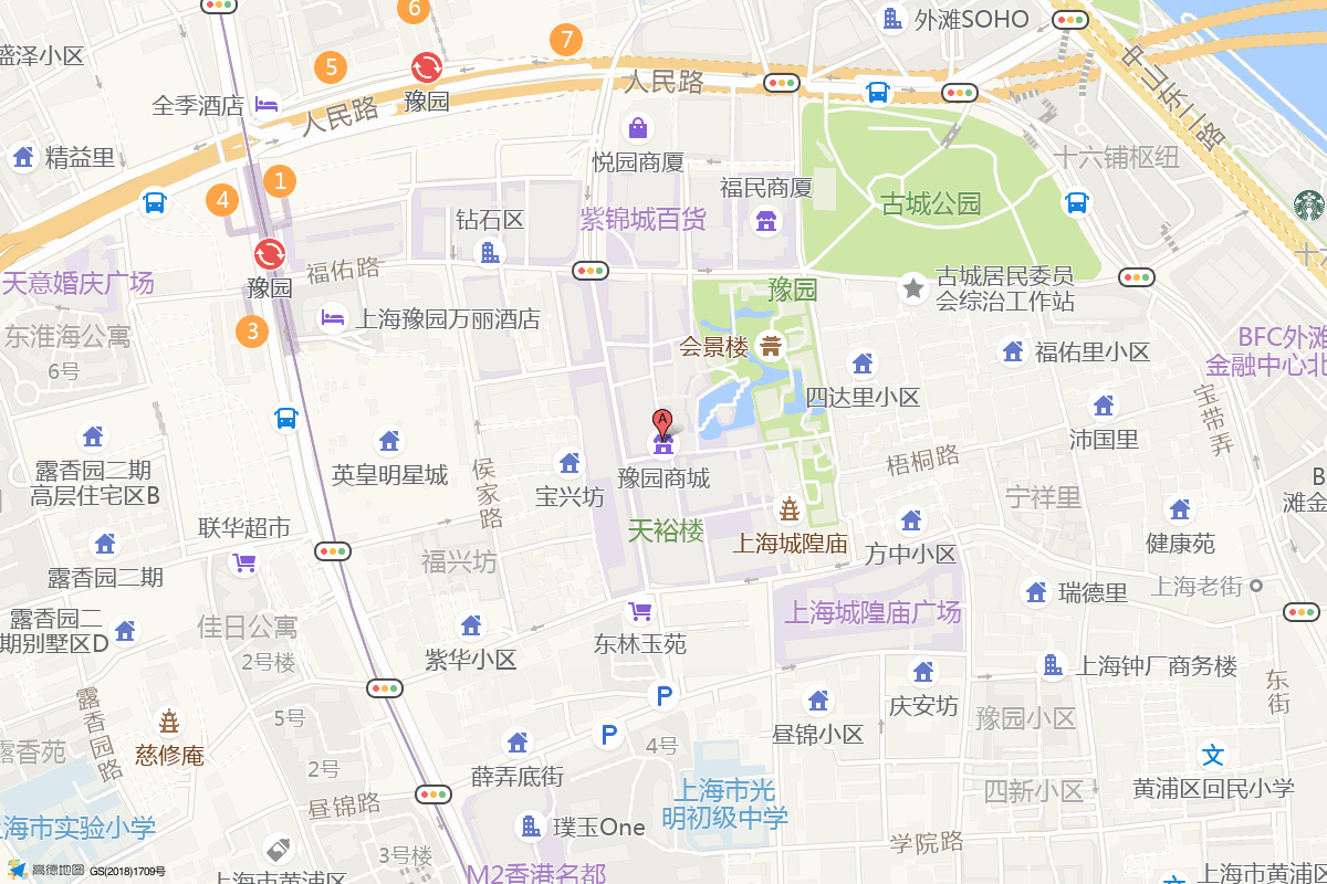 上海豫园商城在高德地图中的位置