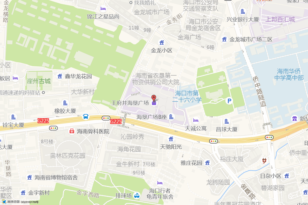 海口王府井海垦广场在高德地图中的位置