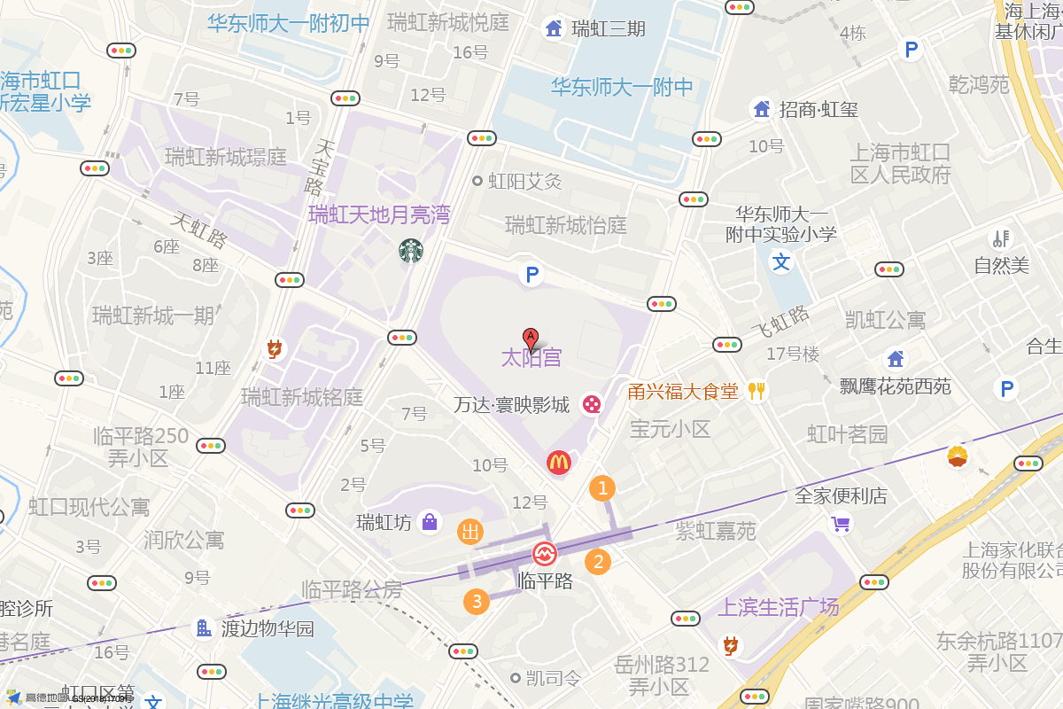 太阳宫在高德地图中的位置