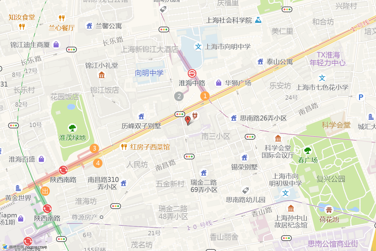 上海淮海755在高德地图中的位置