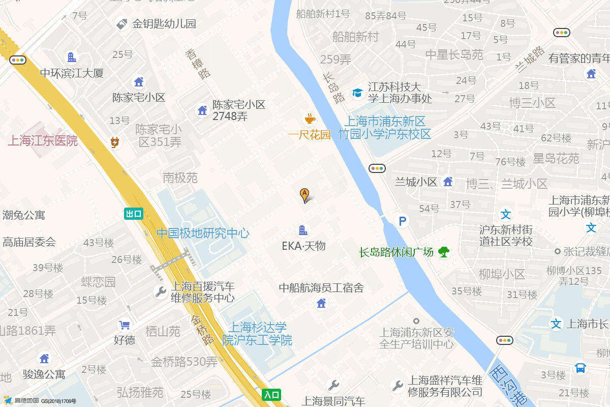 上海EKA·天物在高德地图中的位置