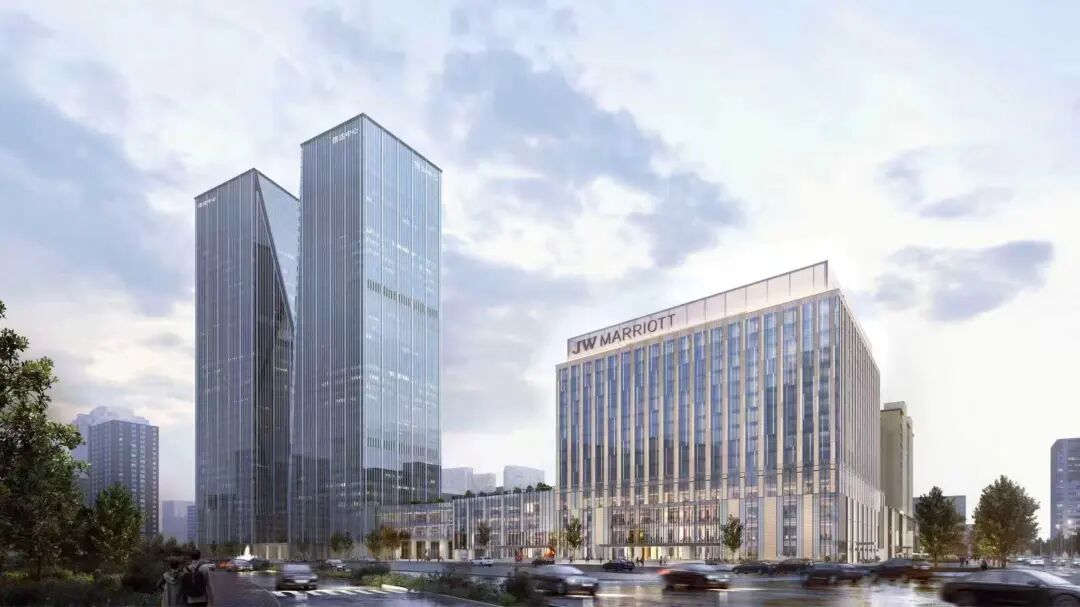 酒店与商业相邻的城市界面；北京东直门JW万豪酒店效果图